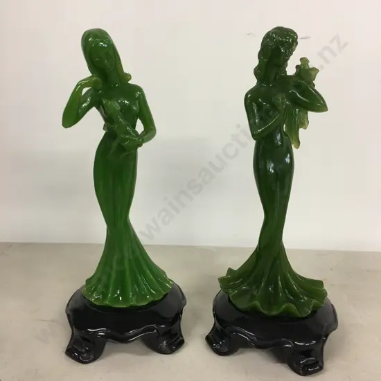 Art Deco Fiqurines On Plinths